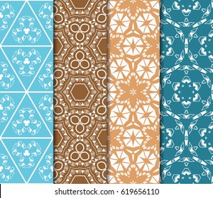 set of Geometric seamless pattern. Modern floral ornament. vector illustration. For the interior design, wallpaper, decoration print, fill pages, invitation card, cover book