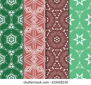 set of Geometric seamless pattern. Modern floral ornament. vector illustration. For the interior design, wallpaper, decoration print, fill pages, invitation card, cover book