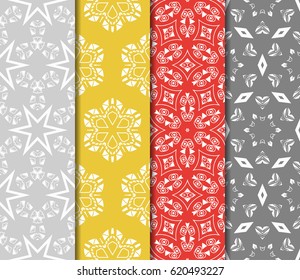 set of Geometric seamless pattern. Modern floral ornament. vector illustration. For the interior design, wallpaper, decoration print, fill pages, invitation card, cover book