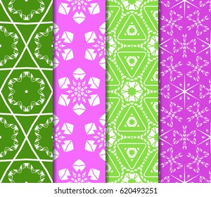 set of Geometric seamless pattern. Modern floral ornament. vector illustration. For the interior design, wallpaper, decoration print, fill pages, invitation card, cover book