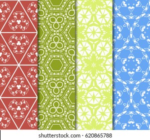 set of Geometric seamless pattern. Modern floral ornament. vector illustration. For the interior design, wallpaper, decoration print, fill pages, invitation card, cover book