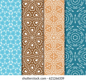 set of Geometric seamless pattern. Modern floral ornament. vector illustration. For the interior design, wallpaper, decoration print, fill pages, invitation card, cover book
