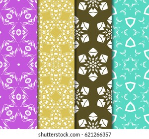 set of Geometric seamless pattern. Modern floral ornament. vector illustration. For the interior design, wallpaper, decoration print, fill pages, invitation card, cover book