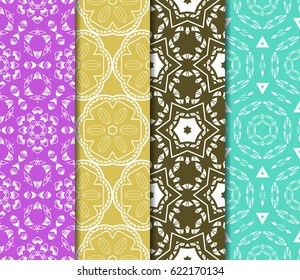 set of Geometric seamless pattern. Modern floral ornament. vector illustration. For the interior design, wallpaper, decoration print, fill pages, invitation card, cover book