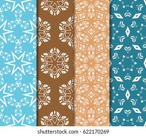 set of Geometric seamless pattern. Modern floral ornament. vector illustration. For the interior design, wallpaper, decoration print, fill pages, invitation card, cover book