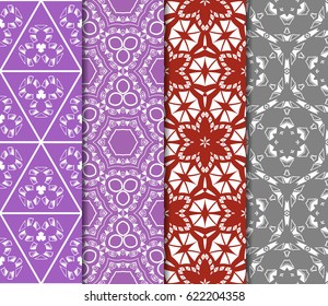 set of Geometric seamless pattern. Modern floral ornament. vector illustration. For the interior design, wallpaper, decoration print, fill pages, invitation card, cover book