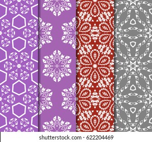 set of Geometric seamless pattern. Modern floral ornament. vector illustration. For the interior design, wallpaper, decoration print, fill pages, invitation card, cover book