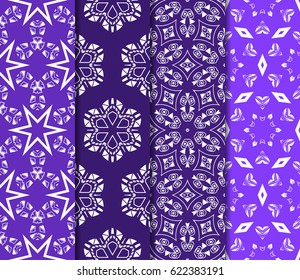 set of Geometric seamless pattern. Modern floral ornament. vector illustration. For the interior design, wallpaper, decoration print, fill pages, invitation card, cover book