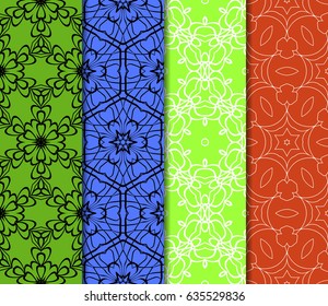 set of Geometric seamless pattern. Modern floral ornament. vector illustration
