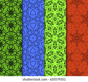 set of Geometric seamless pattern. Modern floral ornament. vector illustration