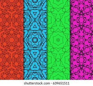 set of Geometric seamless pattern. Modern floral ornament. vector illustration. For the interior design, wallpaper, decoration print, fill pages, invitation card, cover book
