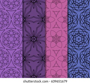 set of Geometric seamless pattern. Modern floral ornament. vector illustration. For the interior design, wallpaper, decoration print, fill pages, invitation card, cover book