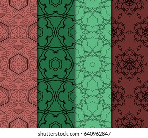 set of Geometric seamless pattern. Modern floral ornament. vector illustration. For the interior design, wallpaper, decoration print, fill pages, invitation card, cover book