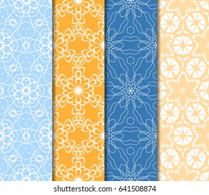 set of Geometric seamless pattern. Modern floral ornament. vector illustration. For the interior design, wallpaper, decoration print, fill pages, invitation card, cover book