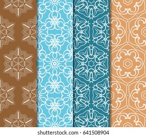 set of Geometric seamless pattern. Modern floral ornament. vector illustration. For the interior design, wallpaper, decoration print, fill pages, invitation card, cover book