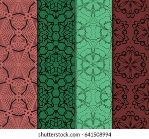 set of Geometric seamless pattern. Modern floral ornament. vector illustration. For the interior design, wallpaper, decoration print, fill pages, invitation card, cover book
