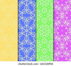 set of Geometric seamless pattern. Modern floral ornament. vector illustration. For the interior design, wallpaper, decoration print, fill pages, invitation card, cover book