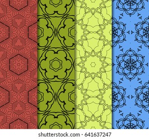 set of Geometric seamless pattern. Modern floral ornament. vector illustration. For the interior design, wallpaper, decoration print, fill pages, invitation card, cover book