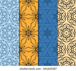 set of Geometric seamless pattern. Modern floral ornament. vector illustration. For the interior design, wallpaper, decoration print, fill pages, invitation card, cover book