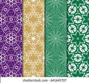 set of Geometric seamless pattern. Modern floral ornament. vector illustration. For the interior design, wallpaper, decoration print, fill pages, invitation card, cover book