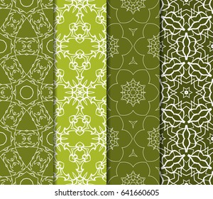set of Geometric seamless pattern. Modern floral ornament. vector illustration. For the interior design, wallpaper, decoration print, fill pages, invitation card, cover book