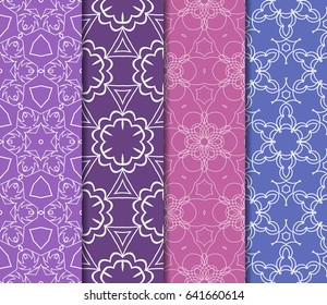 set of Geometric seamless pattern. Modern floral ornament. vector illustration. For the interior design, wallpaper, decoration print, fill pages, invitation card, cover book