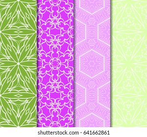 set of Geometric seamless pattern. Modern floral ornament. vector illustration. For the interior design, wallpaper, decoration print, fill pages, invitation card, cover book