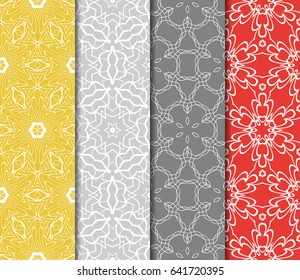 set of Geometric seamless pattern. Modern floral ornament. vector illustration. For the interior design, wallpaper, decoration print, fill pages, invitation card, cover book