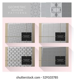 Set of geometric seamless pattern , vector , illustration 