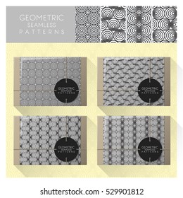 Set of geometric seamless pattern , vector , illustration 