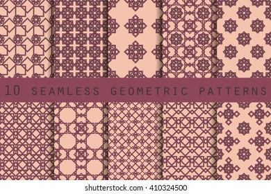 Set of geometric seamless pattern. For wallpaper, tiles, fabrics and designs. Vector.