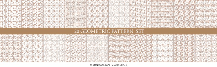 Set of Geometric seamless patterns. 20 Abstract geometric hexagonal graphic design print 3d cubes pattern. Seamless geometric cubes pattern