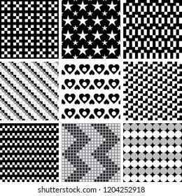 Set of geometric seamless patterns.