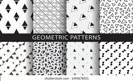 Set of geometric seamless patterns.