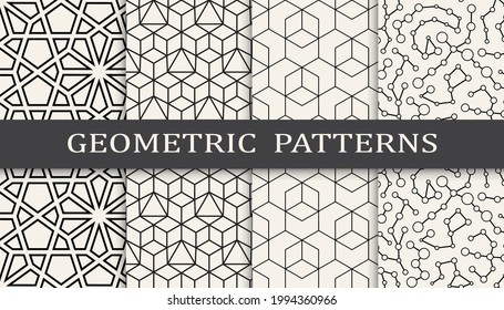 Set of geometric seamless patterns. 