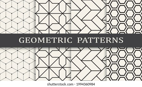 Set of geometric seamless patterns. 