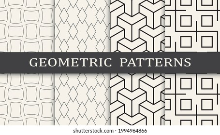 Set of geometric seamless patterns. 