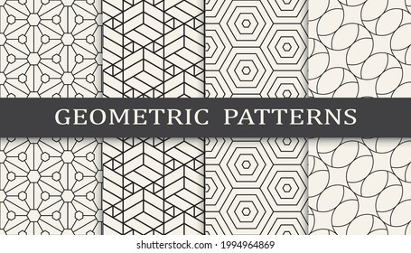 Set of geometric seamless patterns. 