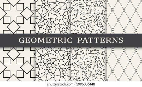 Set of geometric seamless patterns. 