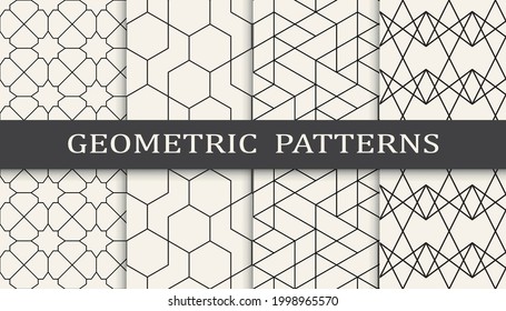 Set of geometric seamless patterns. 