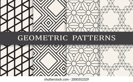 Set of geometric seamless patterns. 