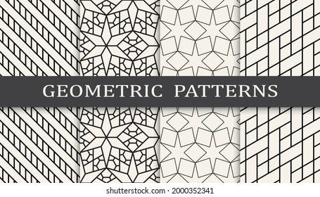 Set of geometric seamless patterns. 