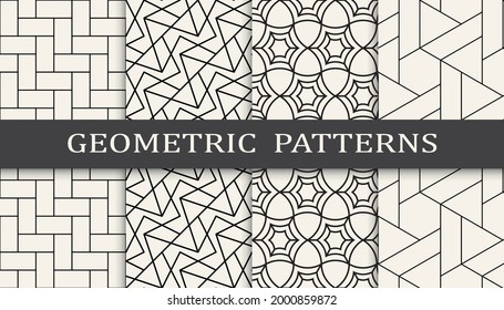 Set of geometric seamless patterns. 