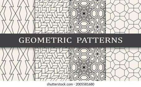 Set of geometric seamless patterns. 