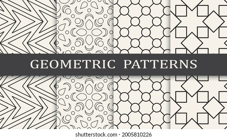 Set of geometric seamless patterns. 