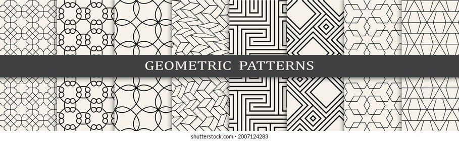 Set of geometric seamless patterns.