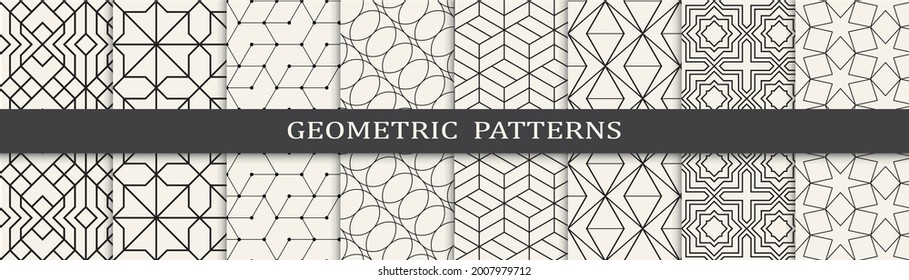 Set of geometric seamless patterns.