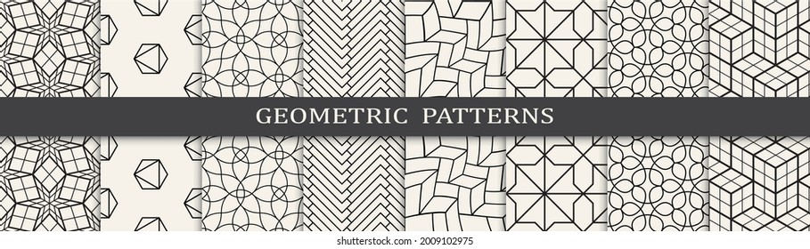 Set of geometric seamless patterns.