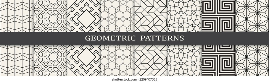 Set of geometric seamless patterns