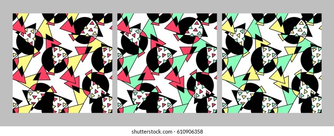 Set of Geometric seamless patterns.